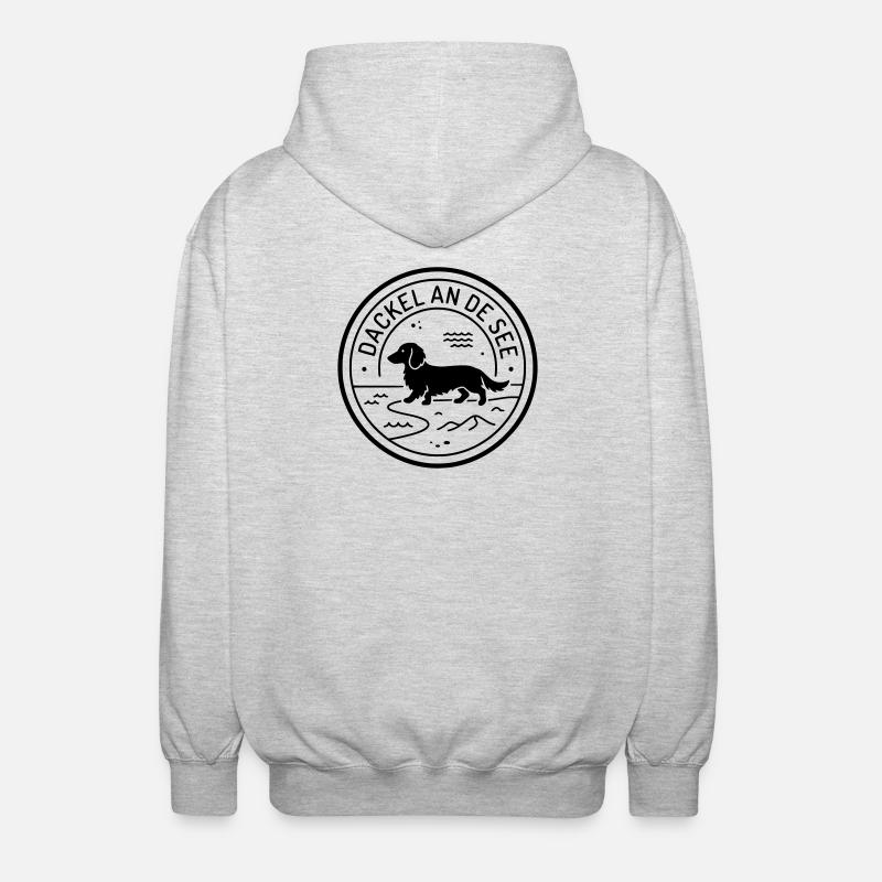 Dackel an de See Moin Platt - Unisex Kapuzenjacke - Hellgrau meliert