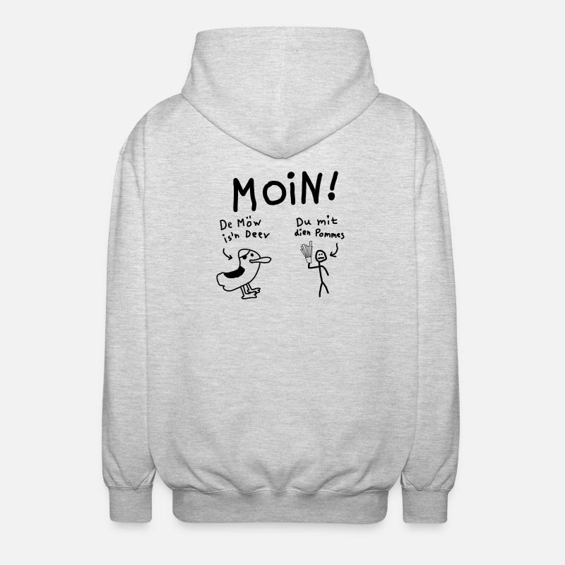 Moin Möwe Pommesdieb Lustig - Unisex Kapuzenjacke - Hellgrau meliert