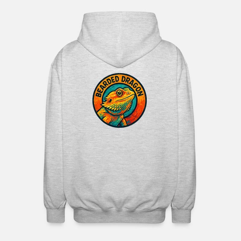 Bwearing Agame Lizard Style Bunte Gravur - Unisex Kapuzenjacke - Hellgrau meliert