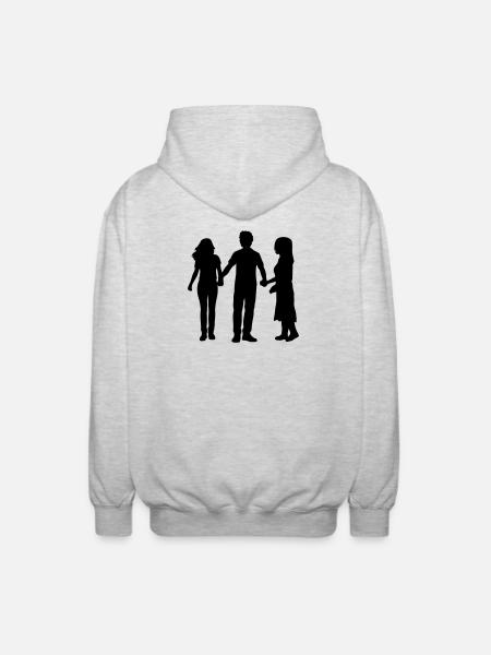 People Group Silhouette Friends Team Together - Unisex Hooded Jacket - light heather grey