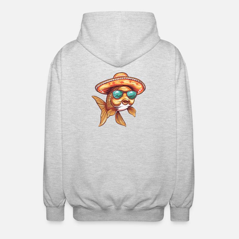 Goldfish Comic Funny Sombrero - Unisex Hooded Jacket - light heather grey
