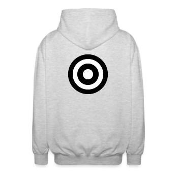 Schwarzes Ziel - Unisex Kapuzenjacke - Hellgrau meliert - Hinten - AI Model Male 185 light (185cm)
