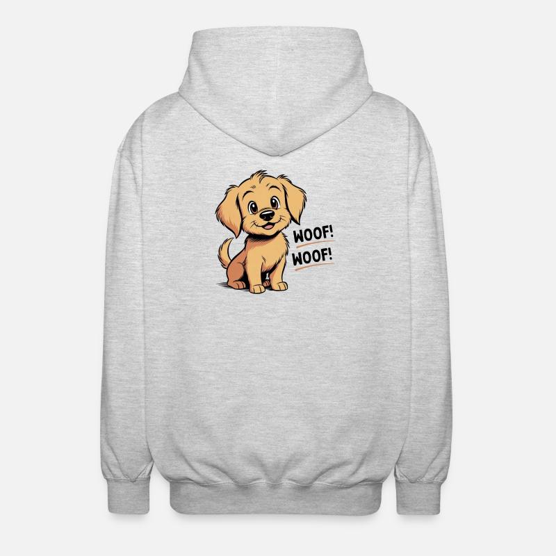 Cozy den Hund – Wuff – Wuff - Unisex Kapuzenjacke - Hellgrau meliert