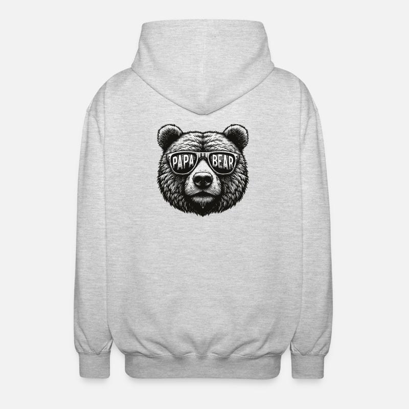 Papa Ours - Veste à capuche unisexe - gris clair chiné