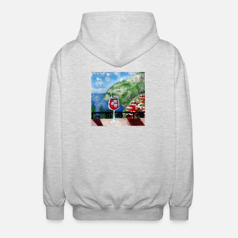 Meerblick_Ölgemälde_mit_cocktail - Unisex Hooded Jacket - light heather grey