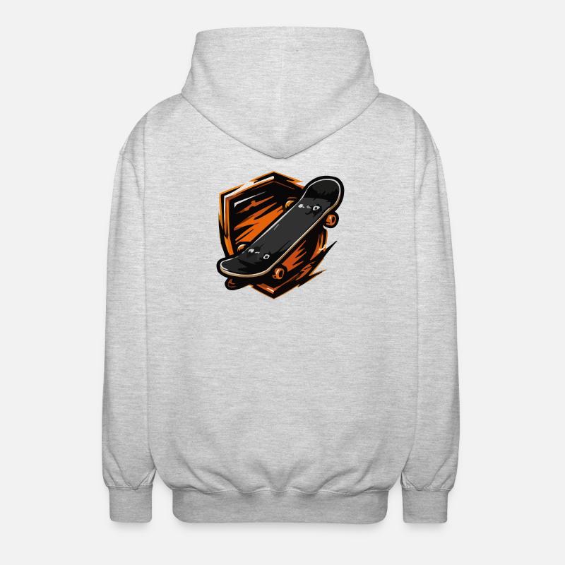 Flaming skateboard motif - Unisex Hooded Jacket - light heather grey
