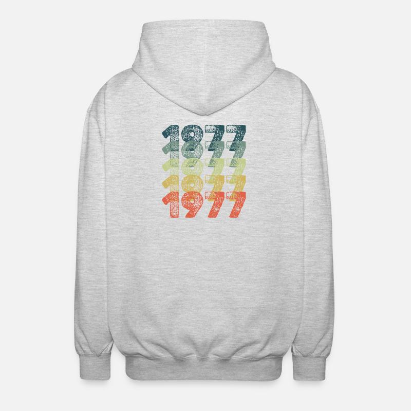 Année 1977 - Veste à capuche unisexe - gris clair chiné