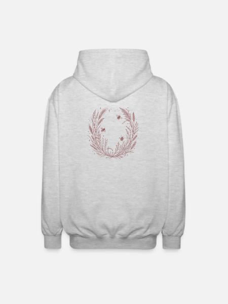 Grain wreath with bees - Unisex Hooded Jacket - light heather grey
