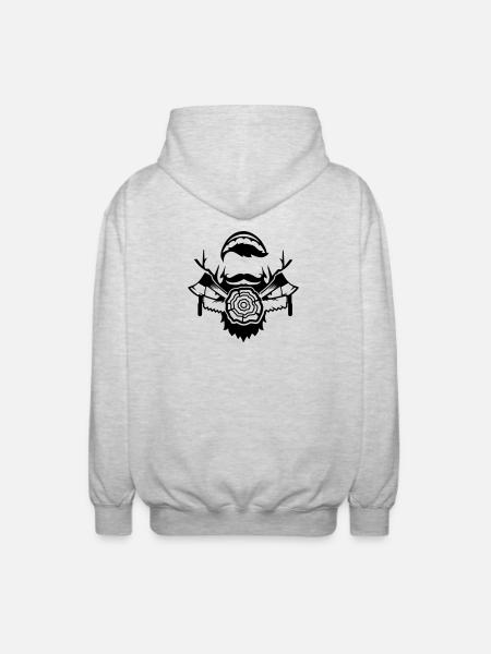 Lumberjack with ax and saw - Unisex Hooded Jacket - light heather grey