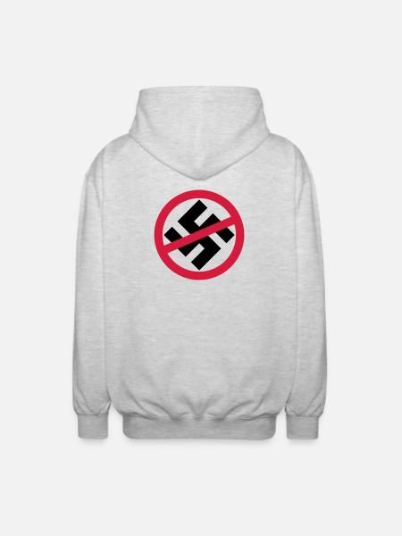 Gegen Nazis - Unisex Kapuzenjacke - Hellgrau meliert