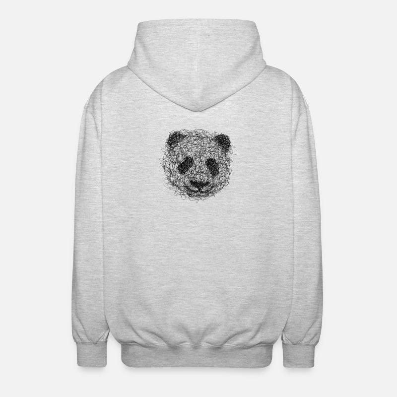 Panda Drawing Scribble - Panda scribble art - Unisex Hooded Jacket - light heather grey