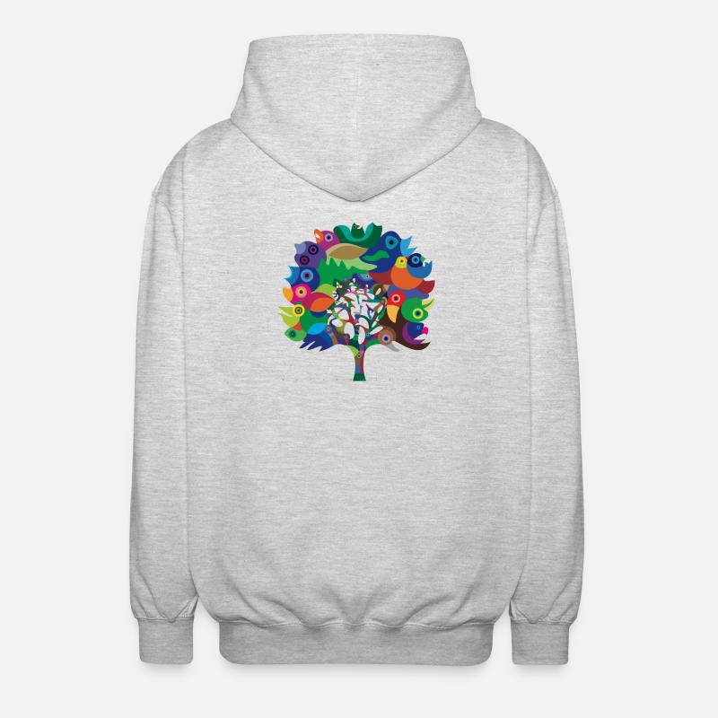 Overbirded Tree - Unisex Kapuzenjacke - Hellgrau meliert