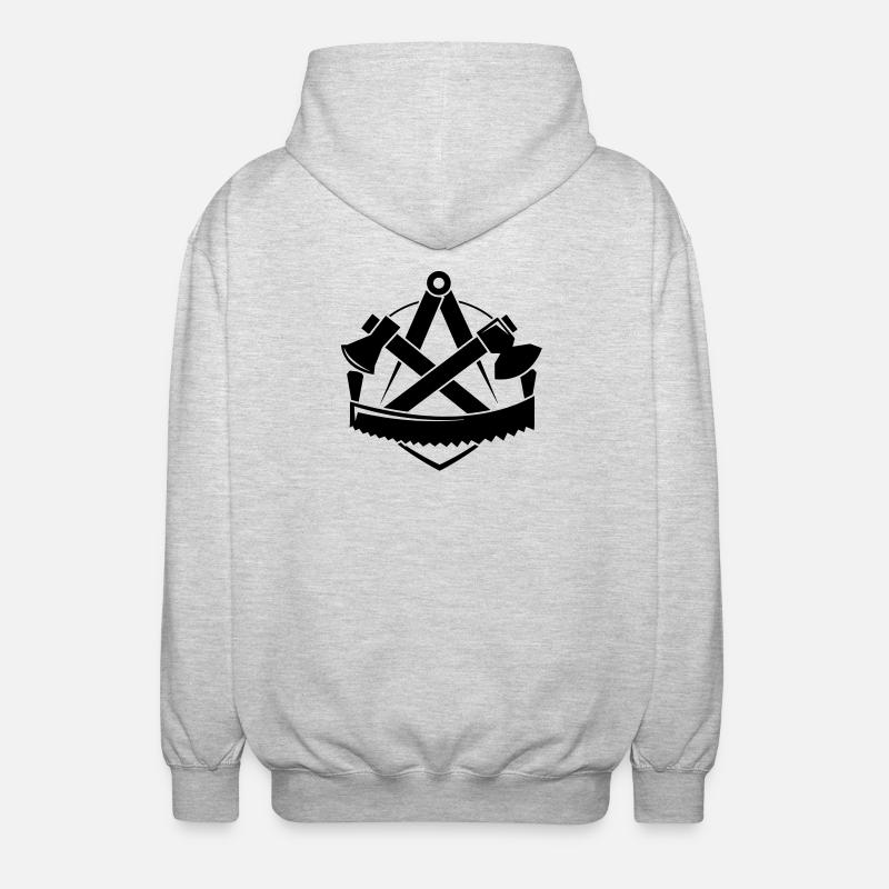 Zimmerer-Logo, Zunftzeichen - Unisex Kapuzenjacke - Hellgrau meliert
