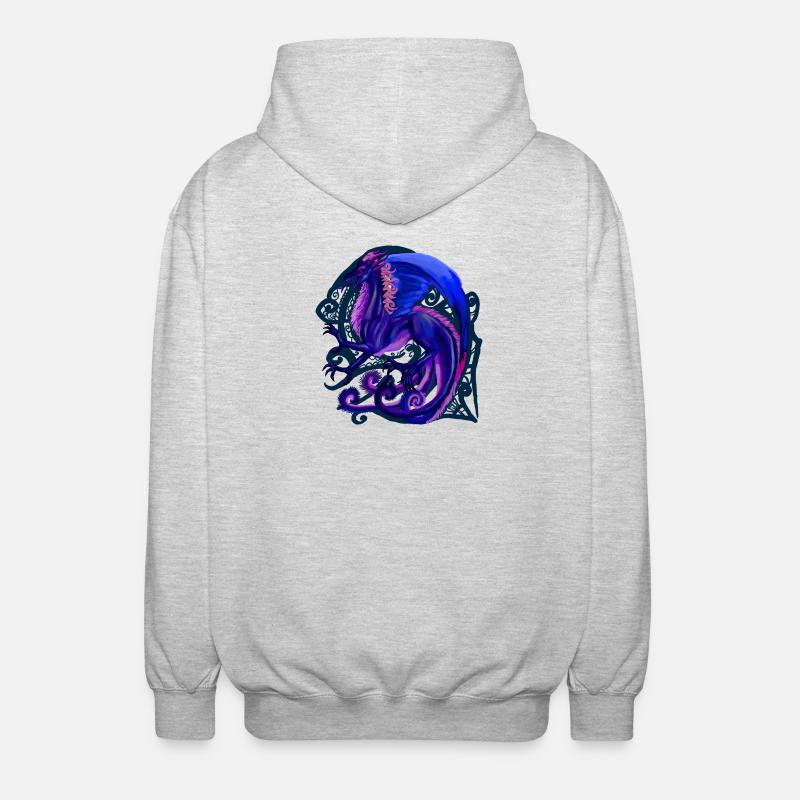 blauer Drache - Unisex Kapuzenjacke - Hellgrau meliert