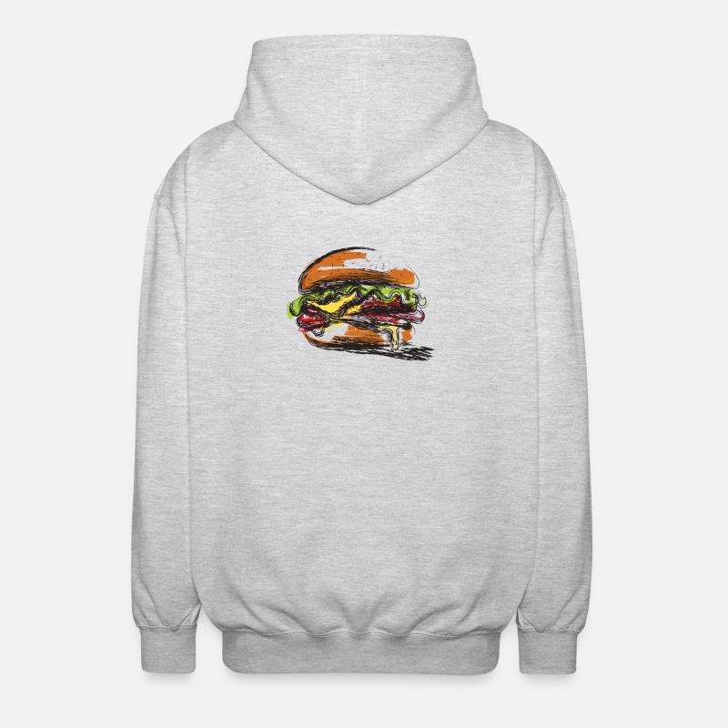 Hamburger-gefülltes Sandwich-Poster - Unisex Kapuzenjacke - Hellgrau meliert