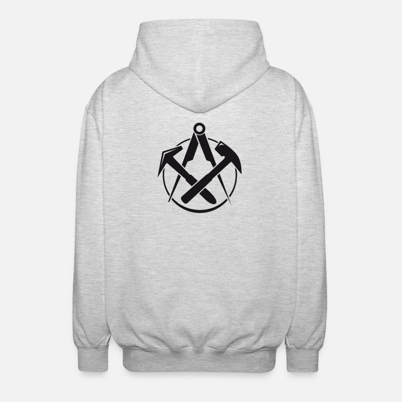 Dachdeckerzunft, Dachdecker Logo - Unisex Kapuzenjacke - Hellgrau meliert