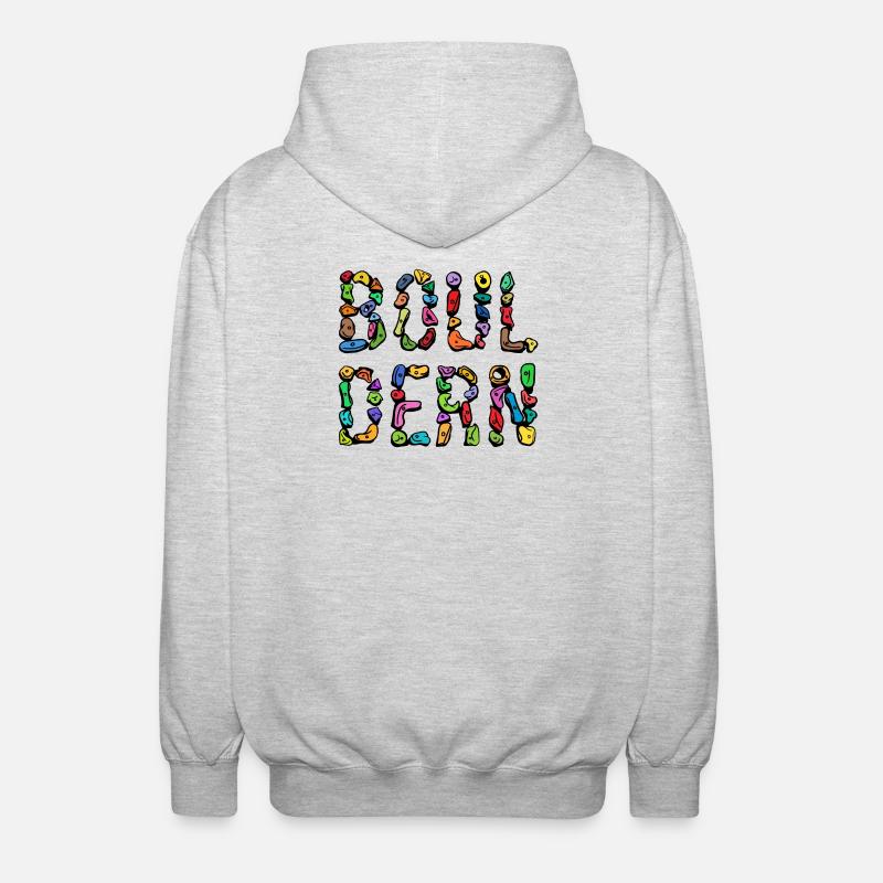 Bouldern Boulder Klettern Schrift Bergsteigen - Unisex Kapuzenjacke - Hellgrau meliert