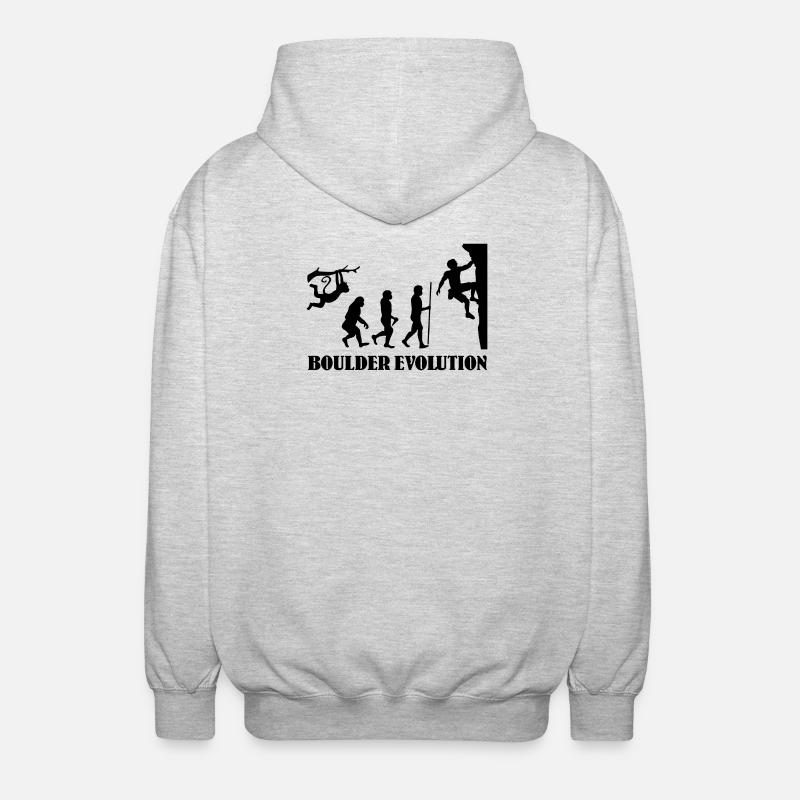 Boulder Evolution Klettern Bergsteigen Boulderer - Unisex Kapuzenjacke - Hellgrau meliert