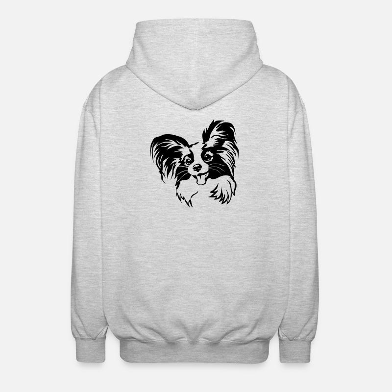 Papillon head - Unisex Hooded Jacket - light heather grey