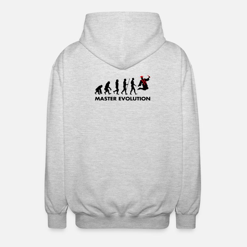 Master evolution exam passed school graduation - Unisex Hooded Jacket - light heather grey