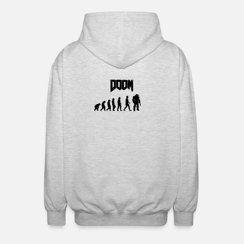 Minimalist Human Evolution Silhouettes - Unisex Hooded Jacket - light heather grey