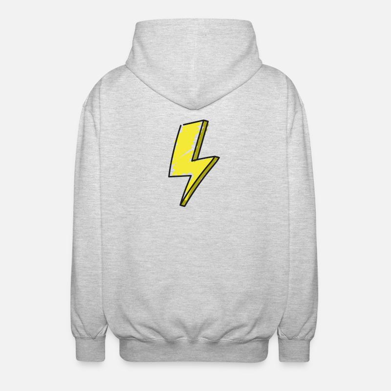 Lightning - illustration - Unisex Hooded Jacket - light heather grey