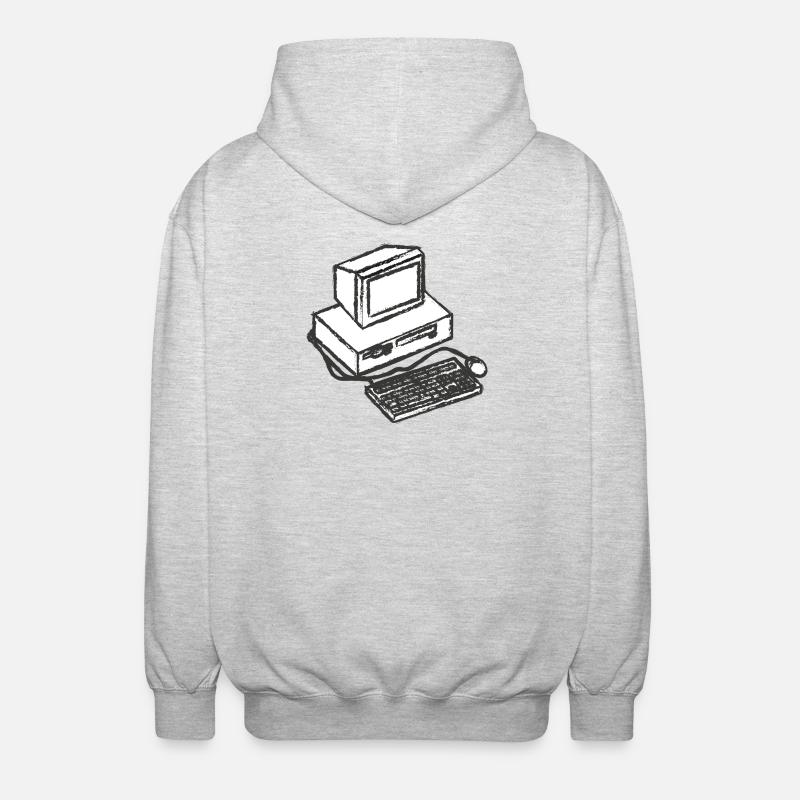 T shirt pc computer ordinateur vintage idée cadeau - Veste à capuche unisexe - gris clair chiné