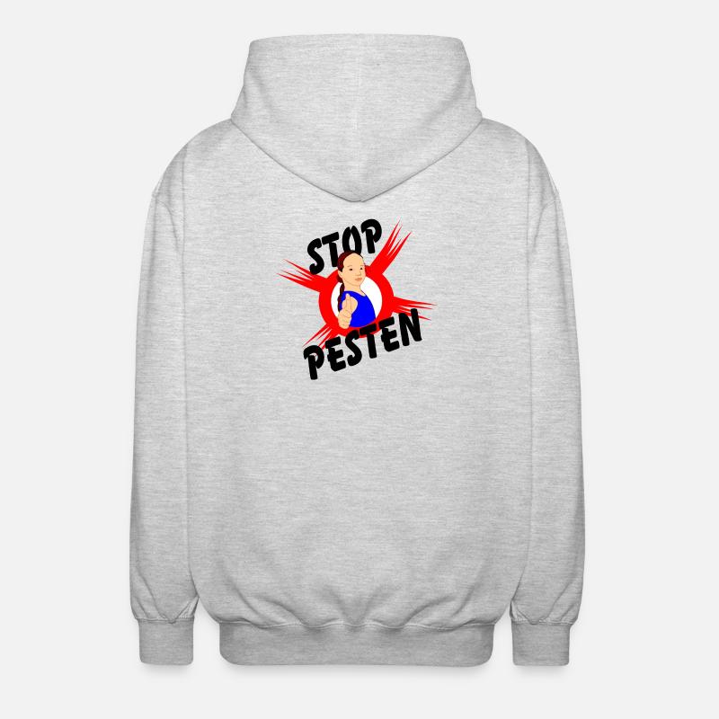 Stoppen Sie Mobbing Logo-Text STOP MOBBING' - Unisex Kapuzenjacke - Hellgrau meliert