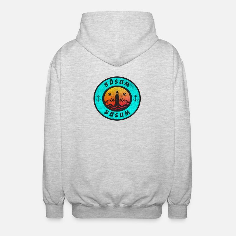 Büsum Leuchtturm Design / Geschenkidee - Unisex Kapuzenjacke - Hellgrau meliert