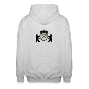 Berlin Wappen 030 - Unisex Kapuzenjacke - Hellgrau meliert - Hinten - AI Model Male 185 light (185cm)