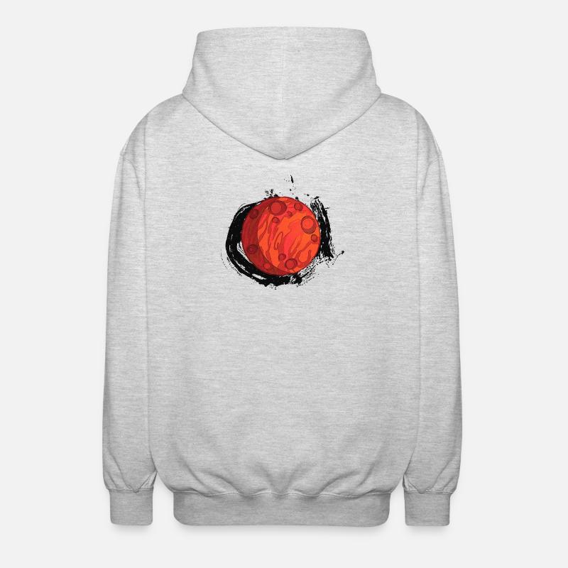Planète Mars avec arrière-plan, planètes - Veste à capuche unisexe - gris clair chiné