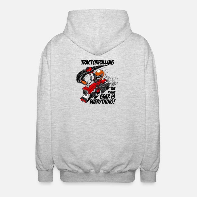 0966 tractor pulling - Unisex Hooded Jacket - light heather grey