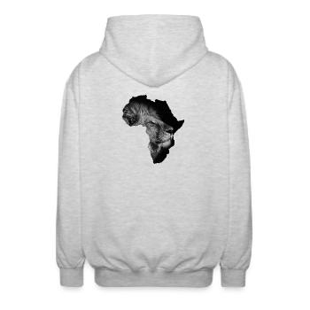 Kontinent Afrika Löwe - Unisex Kapuzenjacke - Hellgrau meliert - Hinten - AI Model Male 185 light (185cm)