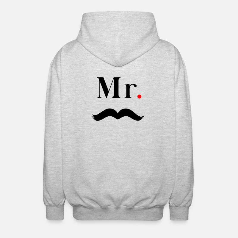 Herr Schwarzer Schnurrbart - Unisex Kapuzenjacke - Hellgrau meliert