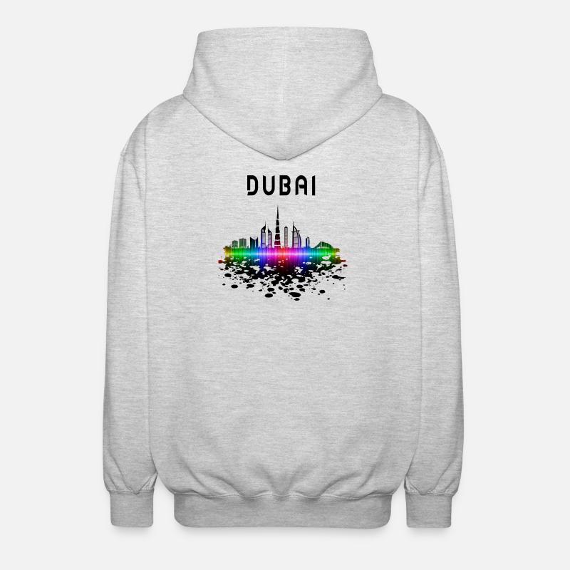 Dubai Skyline Splash Design / Geschenk - Unisex Kapuzenjacke - Hellgrau meliert