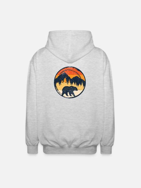 Bear at Sunset in Alpine Circle - Unisex Hooded Jacket - light heather grey