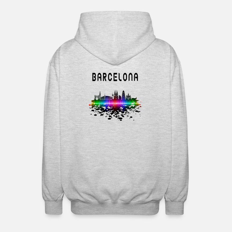 Barcelona Skyline Splash Design / Geschenk - Unisex Kapuzenjacke - Hellgrau meliert