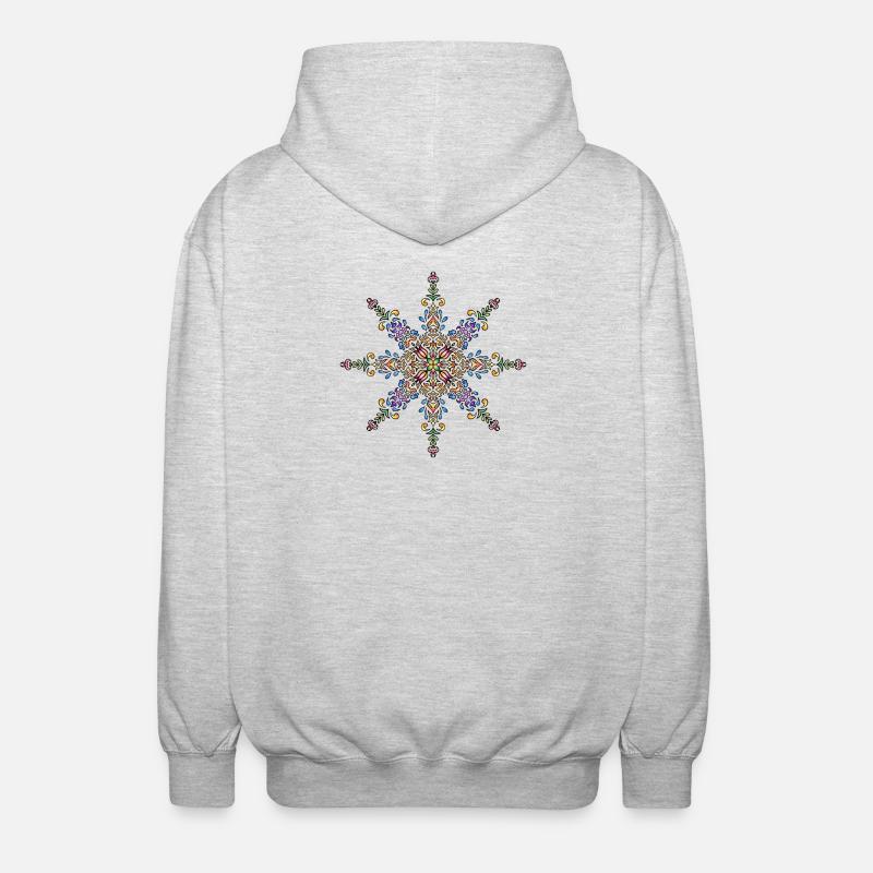 Mandala | Bunt | Leben | Geschenkidee - Unisex Kapuzenjacke - Hellgrau meliert