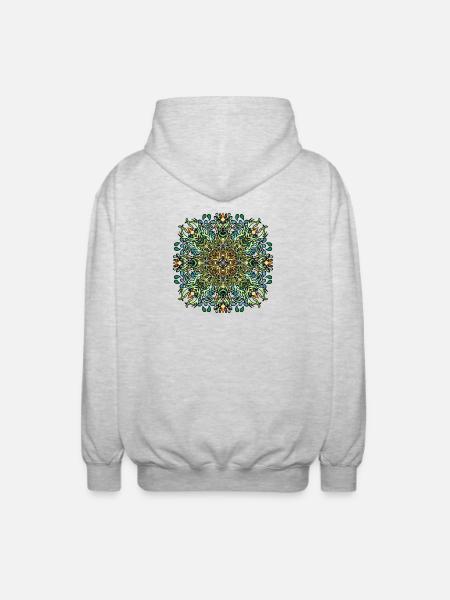 Mandala | Bunt | Leben | Geschenkidee - Unisex Kapuzenjacke - Hellgrau meliert