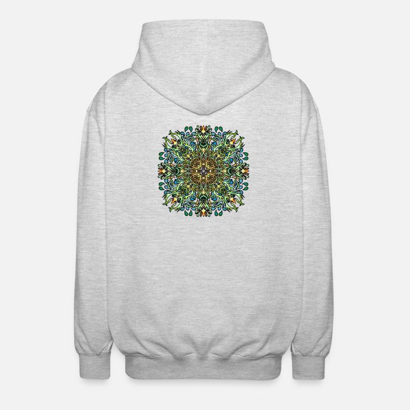Mandala | Bunt | Leben | Geschenkidee - Unisex Kapuzenjacke - Hellgrau meliert