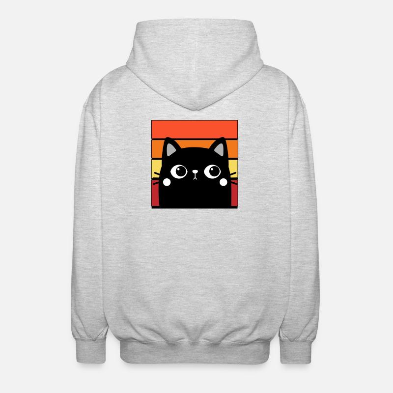 Katze und bunter Hintergrund - Unisex Kapuzenjacke - Hellgrau meliert
