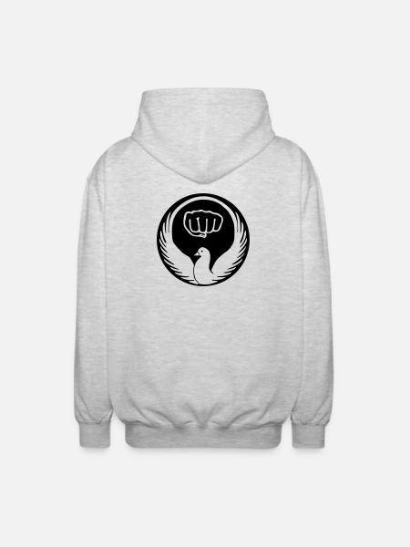 Wado-Taube mit Karate-Faust - Unisex Kapuzenjacke - Hellgrau meliert