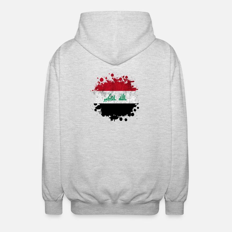 Conception de drapeaux Splash Irak - Veste à capuche unisexe - gris clair chiné
