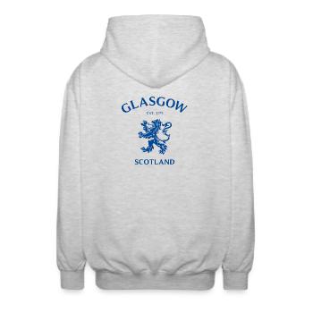 GLASGOW Schottland, Écosse - Veste à capuche unisexe - gris clair chiné - Dos - AI Model Male 185 light (185cm)