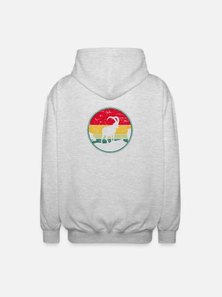 Steinbock, Wandern, Berge - Unisex Kapuzenjacke - Hellgrau meliert