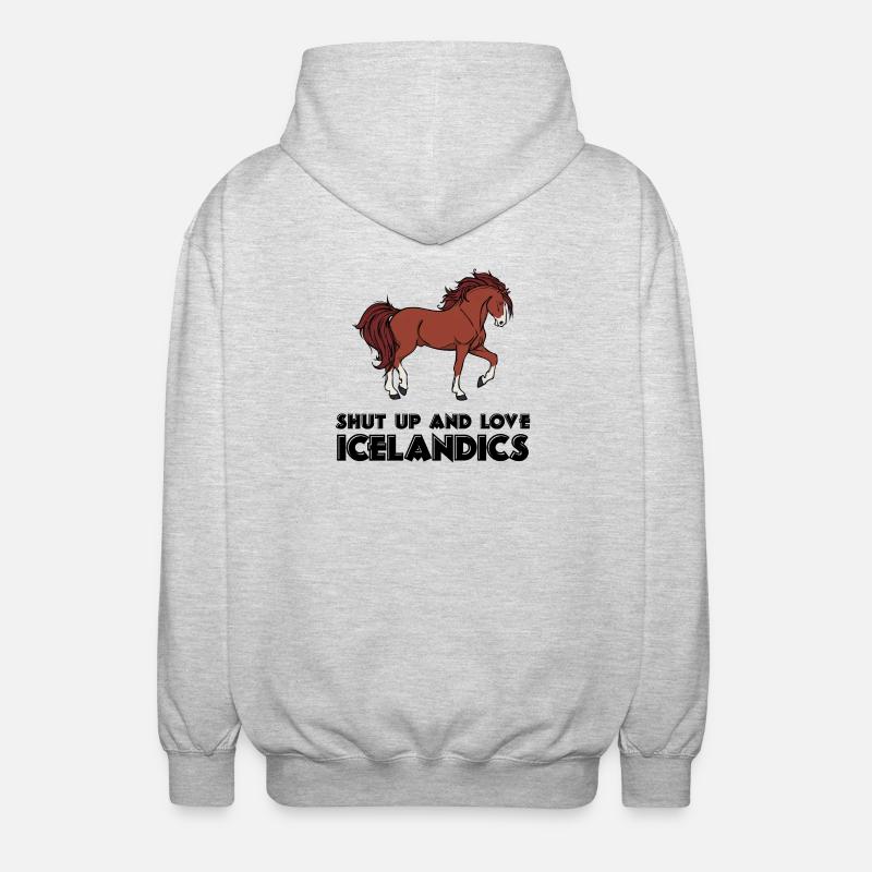 Cool Islandpferde Statement Pferdeliebe Isländer - Unisex Kapuzenjacke - Hellgrau meliert
