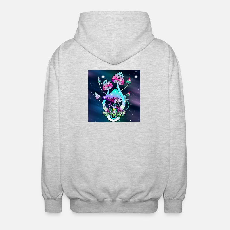 Champignons magiques Art spatial - Veste à capuche unisexe - gris clair chiné