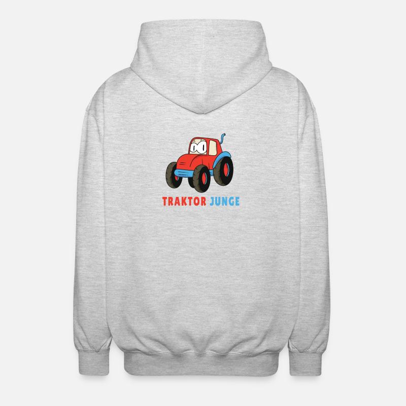 Traktor Junge - Unisex Kapuzenjacke - Hellgrau meliert