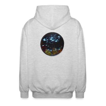 monde sous-marin fascinant la nuit - Veste à capuche unisexe - gris clair chiné - Dos - AI Model Male 185 light (185cm)