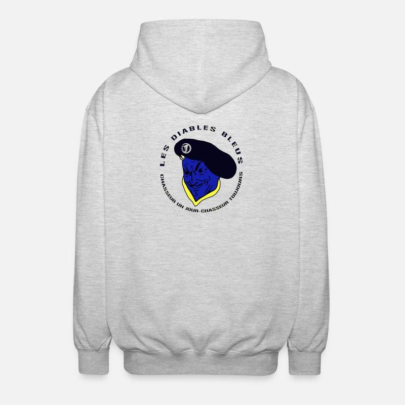 Devises Chasseurs Alpins - Diables Bleus - Armée - Veste à capuche unisexe - gris clair chiné